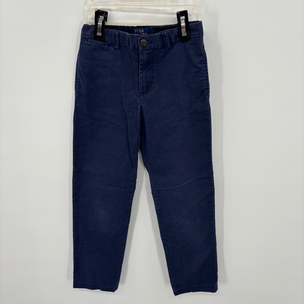 Polo Ralph Lauren Chino Pants Kids Size 7 Navy Blue Slim Straight Preppy Chinos